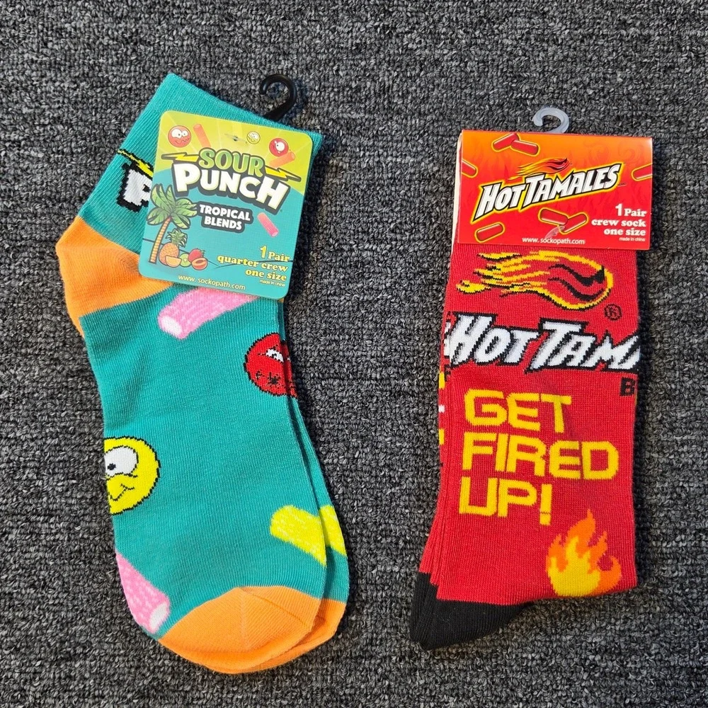 Disney Candy Novelty Sock Unisex 9 13 Moana Ursula Sour Punch Hot Tamales Bundle
